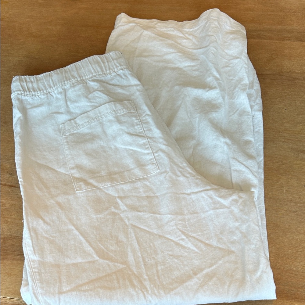 Gap White Drawstring Linen Pants - image 3